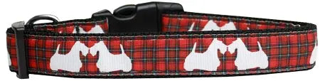 Red Plaid Scottie Pups Nylon Dog Collar Medium Narrow Default Title