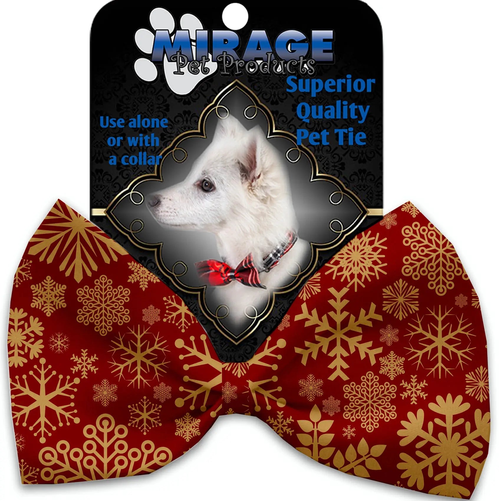 Red Snowflakes Pet Bow Tie Collar Accessory With Velcro Default Title