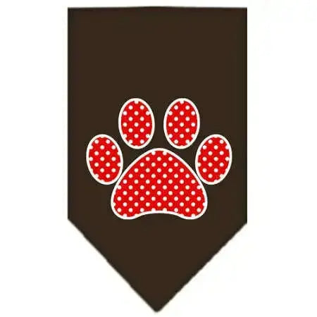 Red-Swiss-Dot-Paw-Screen-Print-Bandana-Cocoa-Small-GreatEagleInc-319363386