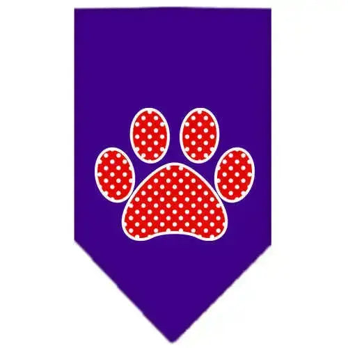 Red-Swiss-Dot-Paw-Screen-Print-Bandana-Purple-Small-GreatEagleInc-319363225