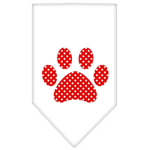 Red Swiss Dot Paw Screen Print Bandana White Large Default Title