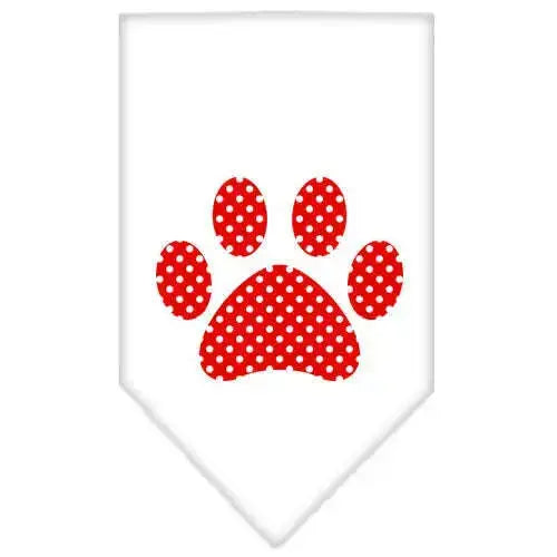Red-Swiss-Dot-Paw-Screen-Print-Bandana-White-Small-GreatEagleInc-319363110