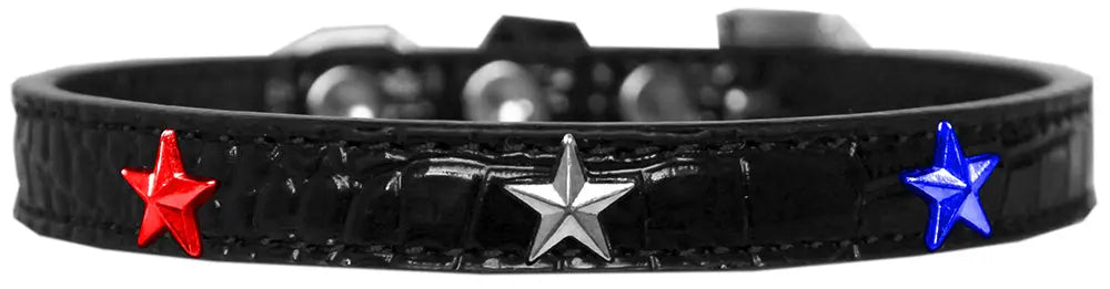 Red, White And Blue Star Widget Croc Dog Collar Black Size 20 Default Title