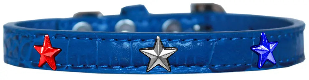 Red, White And Blue Star Widget Croc Dog Collar Blue Size 10 Default Title
