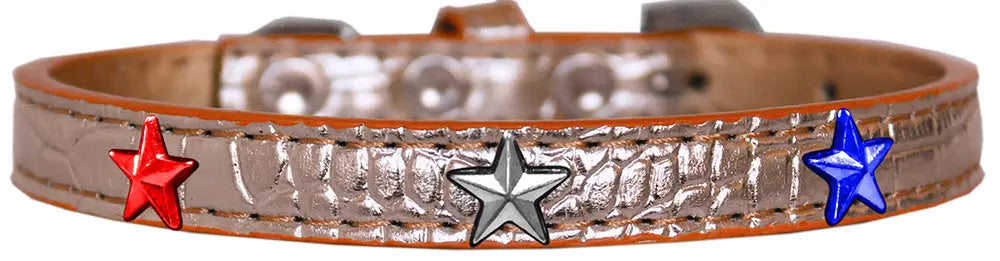 Red, White And Blue Star Widget Croc Dog Collar Copper Size 16 Default Title