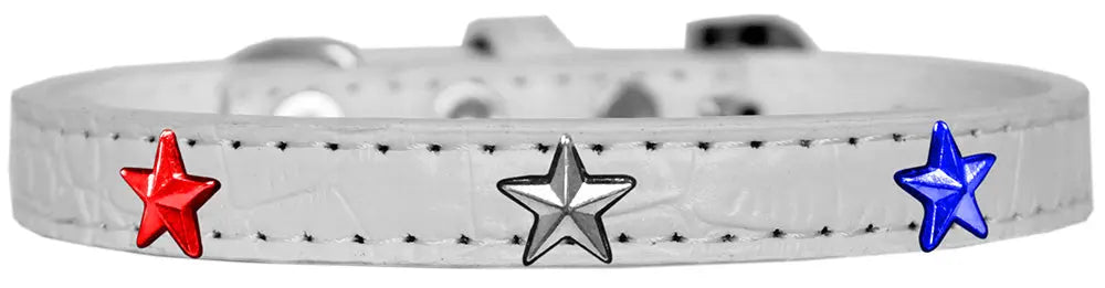 Red, White And Blue Star Widget Croc Dog Collar White Size 10 Default Title