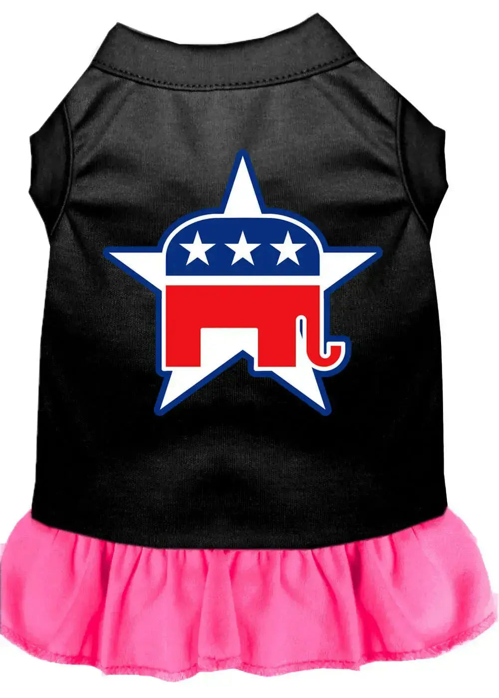 Republican-Screen-Print-Dress-Black-With-Bright-Pink-Xs-GreatEagleInc-318870019