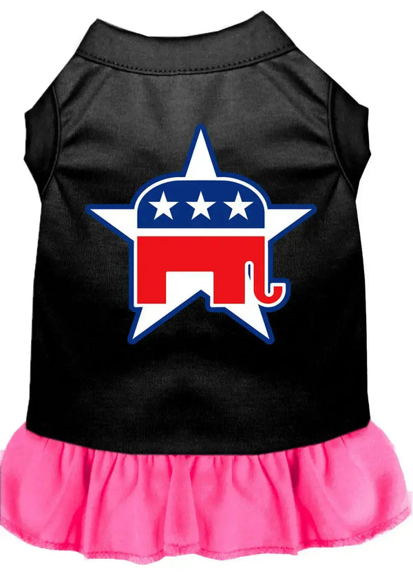 Republican-Screen-Print-Dress-Black-With-Bright-Pink-Xxxl-GreatEagleInc-318870337