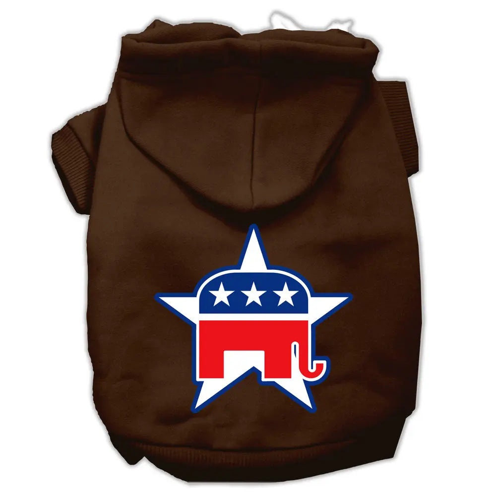 Republican Screen Print Pet Hoodies Brown Size Med Default Title