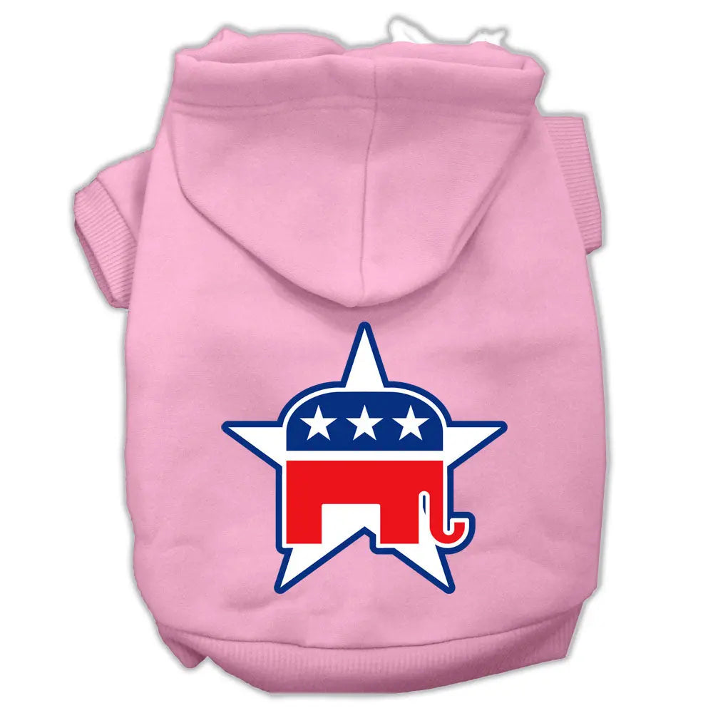 Republican Screen Print Pet Hoodies Light Pink Size Lg Default Title