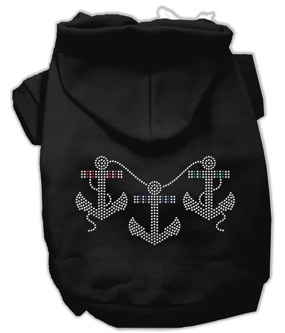 Rhinestone Anchors Hoodies Black S Default Title