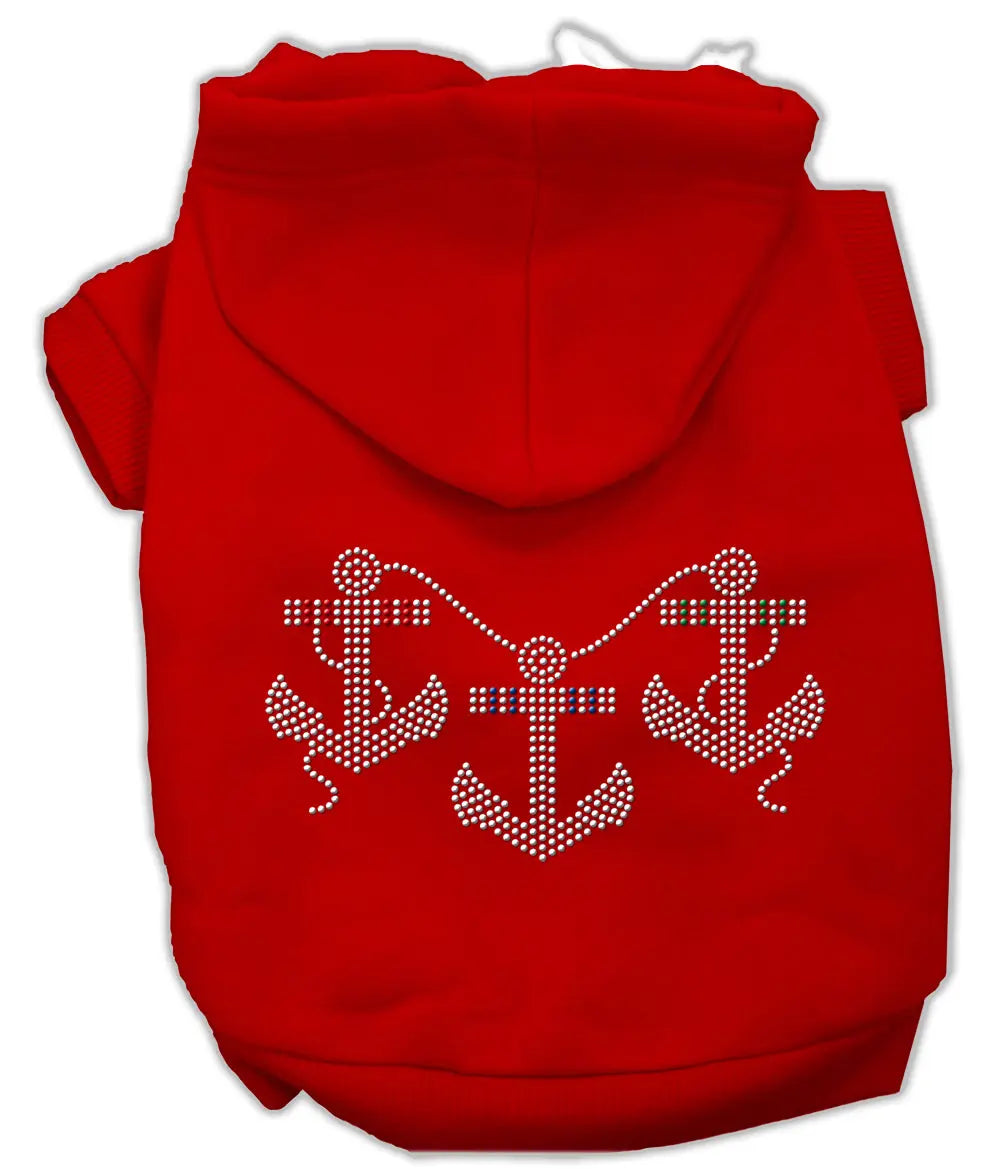Rhinestone Anchors Hoodies Red M Default Title
