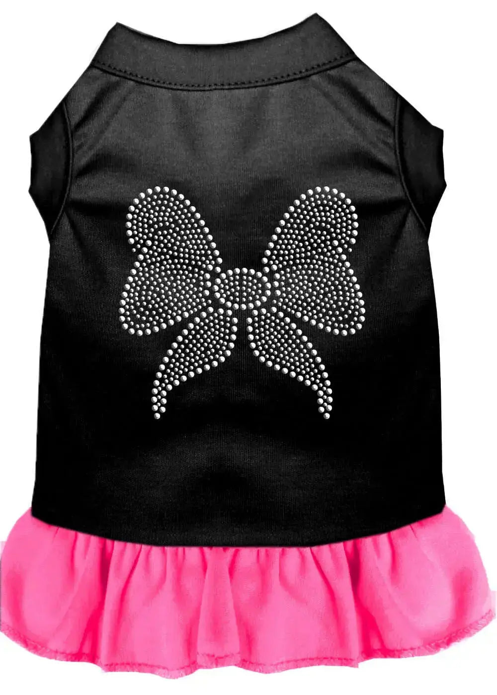 Rhinestone-Bow-Dress-Black-With-Bright-Pink-Xs-GreatEagleInc-333672213