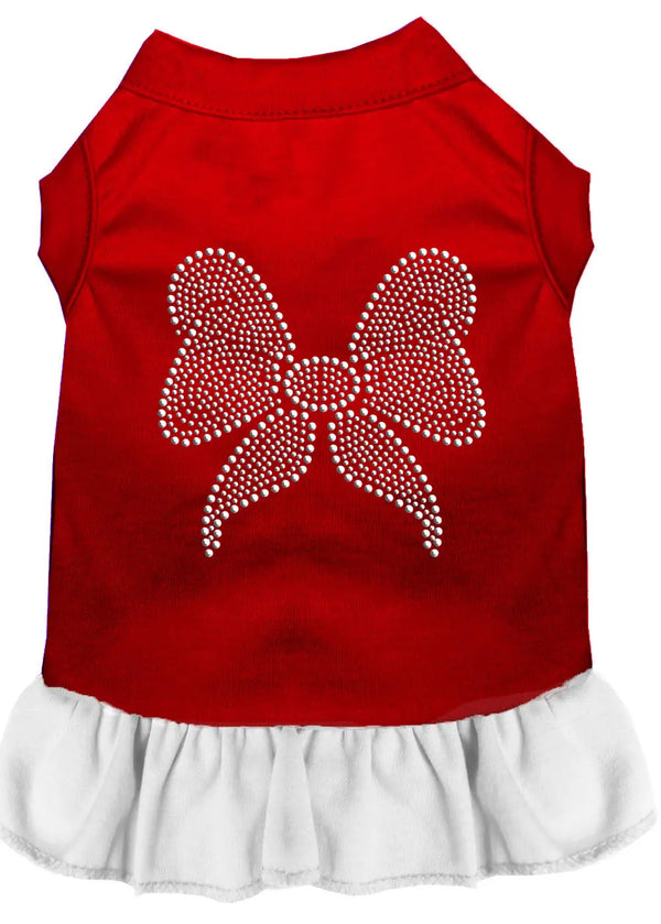 Rhinestone Bow Dress Red With White Lg Default Title
