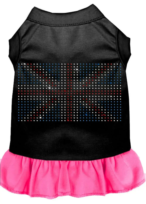 Rhinestone-British-Flag-Dress-Black-With-Bright-Pink-Lg-GreatEagleInc-333596239