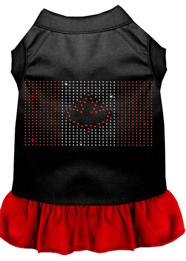 Rhinestone-Canadian-Flag-Dress-Black-With-Red-Xs-GreatEagleInc-333588393