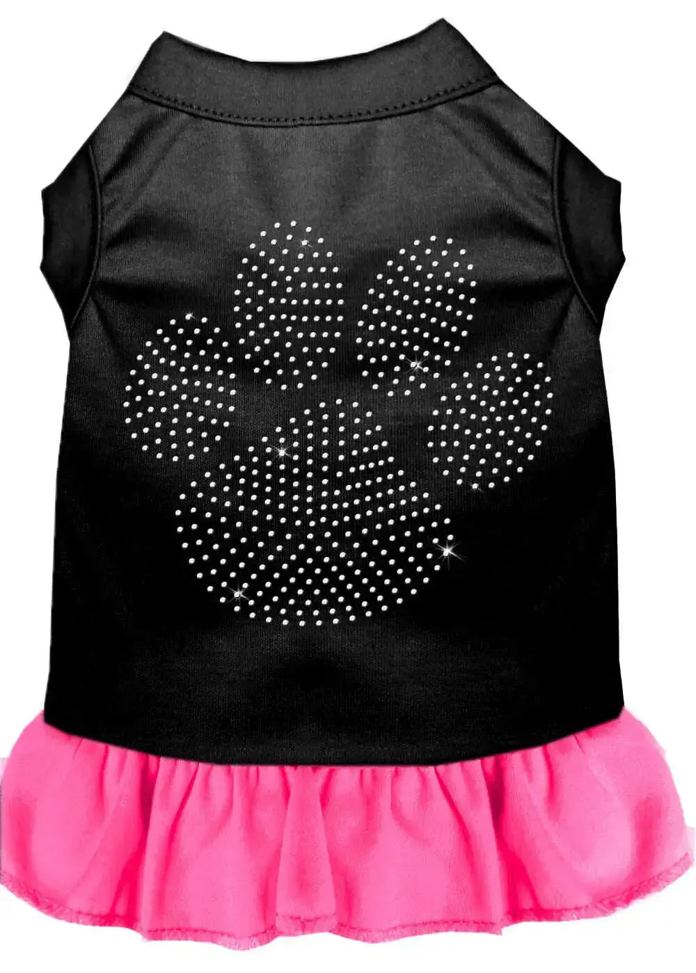 Rhinestone-Clear-Paw-Dress-Black-With-Bright-Pink-Xs-GreatEagleInc-333671326