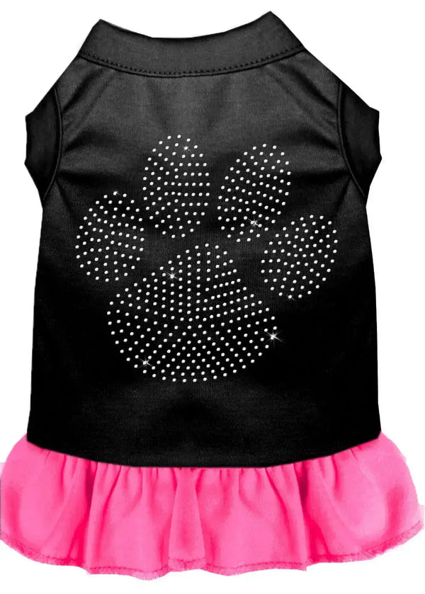 Rhinestone-Clear-Paw-Dress-Black-With-Bright-Pink-Xs-GreatEagleInc-333671326