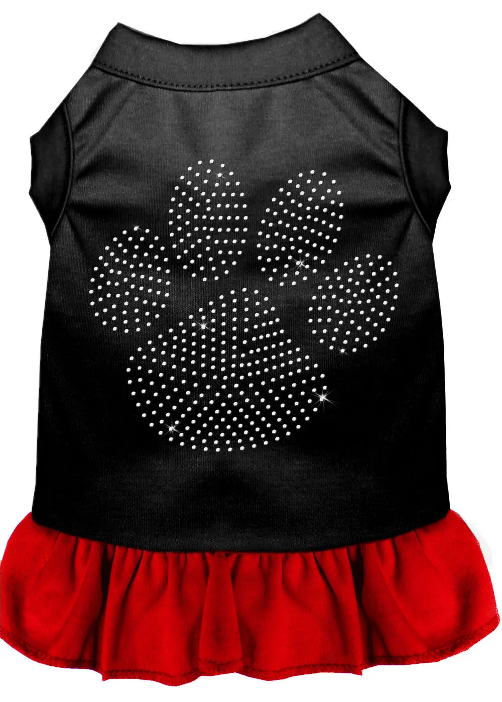 Rhinestone Clear Paw Dress Black With Red Med Default Title