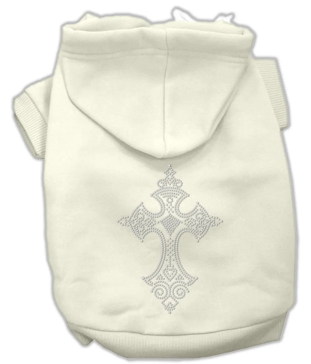 Rhinestone Cross Hoodies Cream Xs Default Title