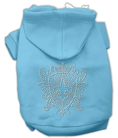 Rhinestone Fleur De Lis Shield Hoodies Baby Blue S Default Title
