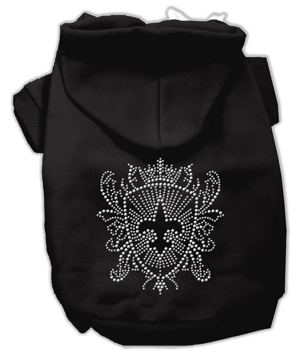 Rhinestone Fleur De Lis Shield Hoodies Black Xl Default Title