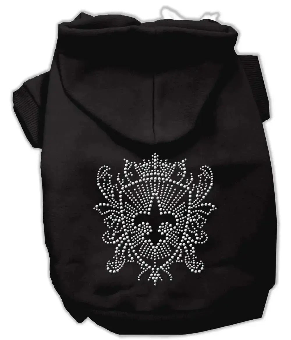 Rhinestone-Fleur-De-Lis-Shield-Hoodies-Black-Xs-GreatEagleInc-333756197