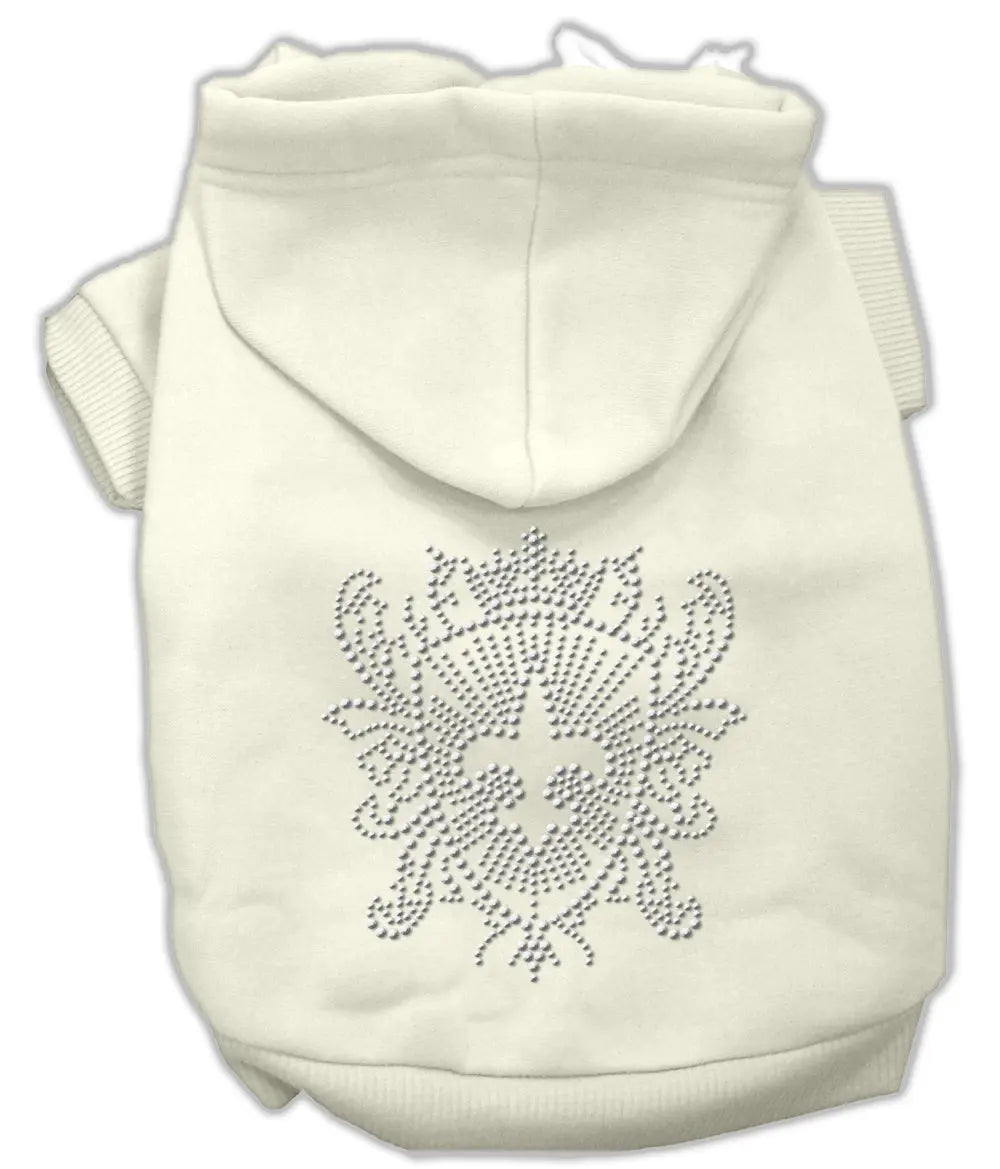 Rhinestone Fleur De Lis Shield Hoodies Cream S Default Title