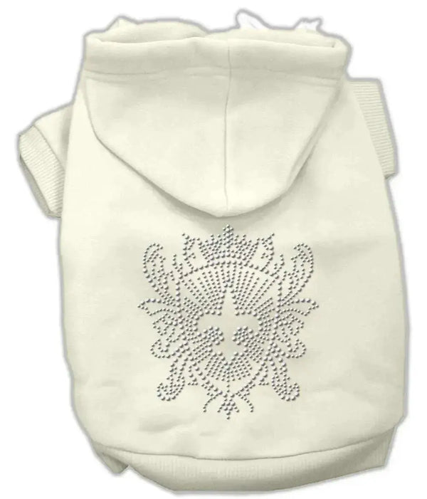 Rhinestone-Fleur-De-Lis-Shield-Hoodies-Cream-Xs-GreatEagleInc-333865592