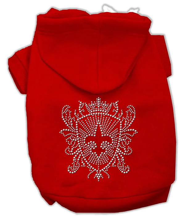 Rhinestone Fleur De Lis Shield Hoodies Red L Default Title
