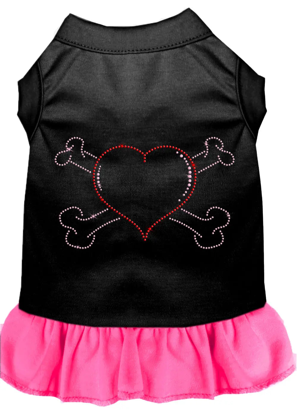 Rhinestone Heart And Crossbones Dress Black With Bright Pink Xxxl Default Title