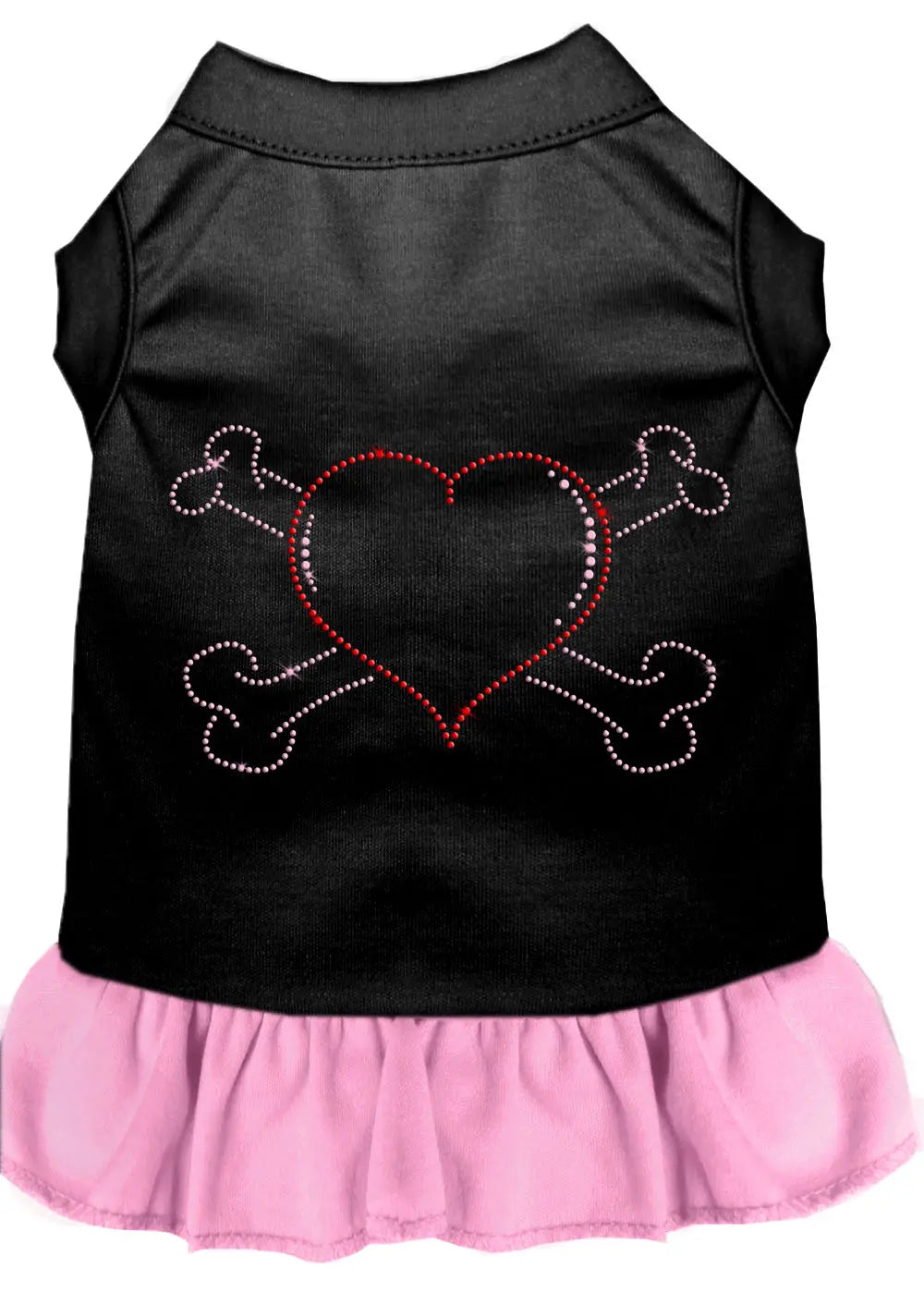 Rhinestone Heart And Crossbones Dress Black With Light Pink Xxxl Default Title