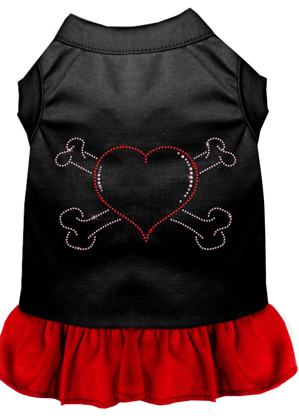 Rhinestone Heart And Crossbones Dress Black With Red Xs Default Title