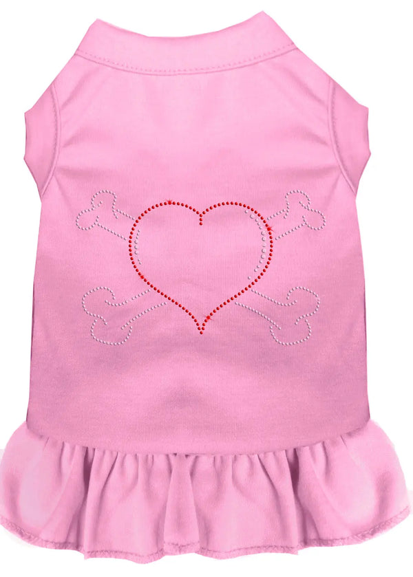 Rhinestone Heart And Crossbones Dress Light Pink Xl Default Title
