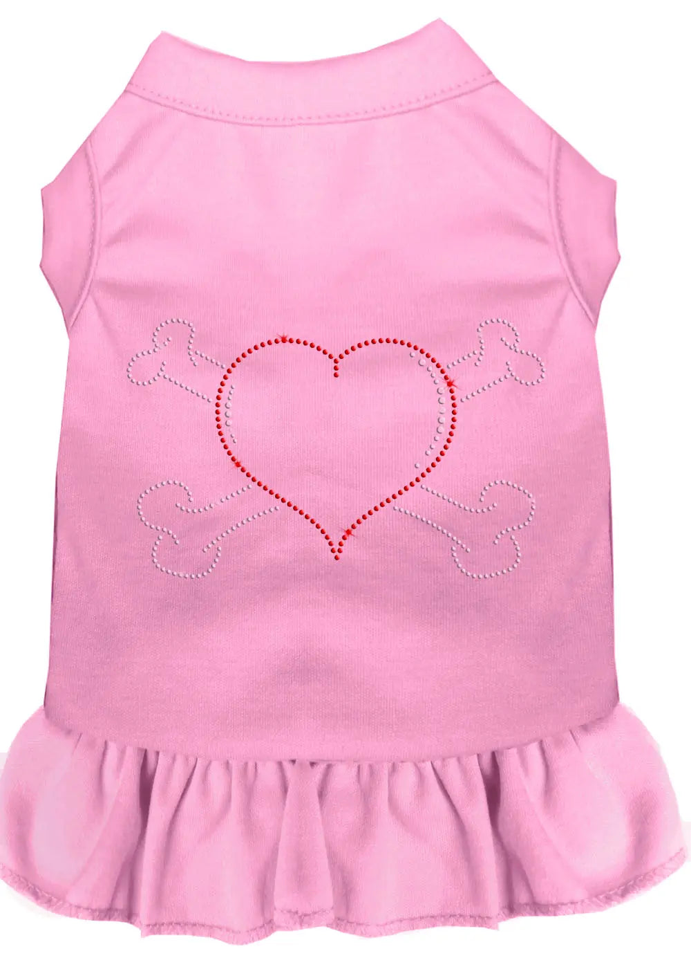 Rhinestone Heart And Crossbones Dress Light Pink Xs Default Title