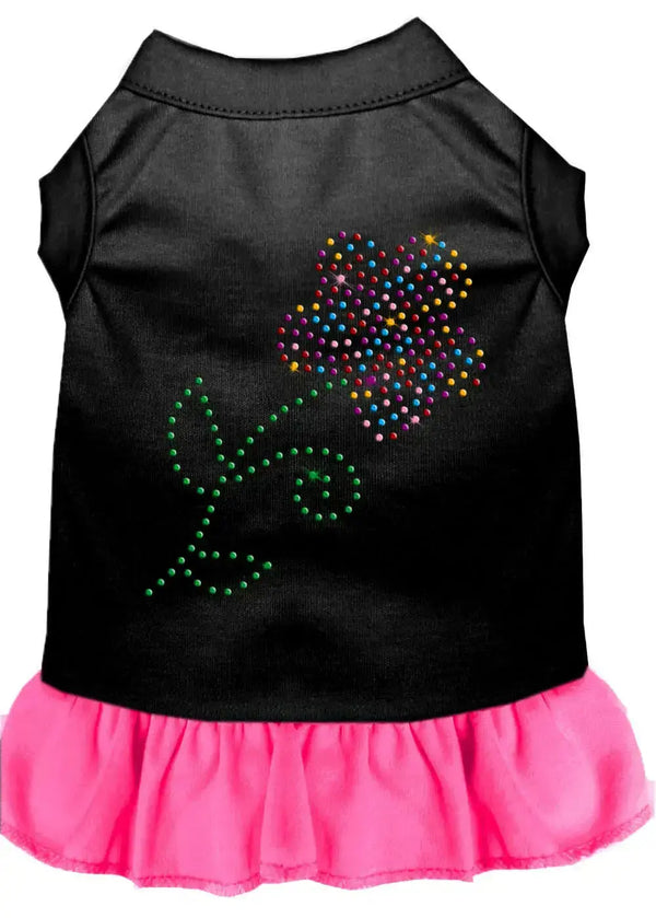 Rhinestone-Multi-Flower-Dress-Black-With-Bright-Pink-Xs-GreatEagleInc-318680950
