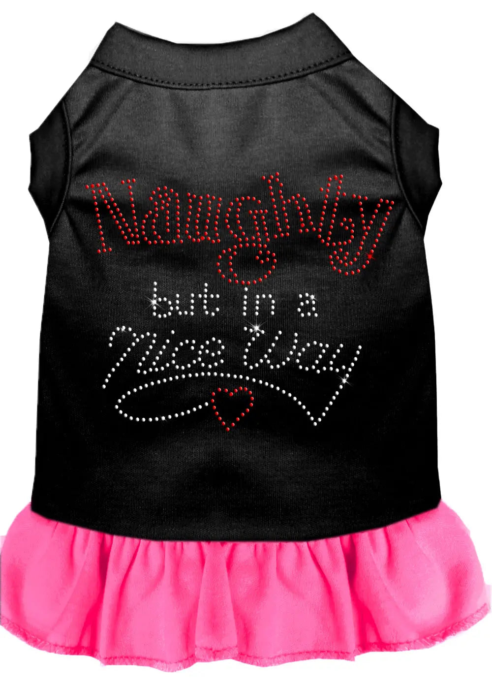 Rhinestone Naughty But In A Nice Way Dress Black With Bright Pink Lg Default Title