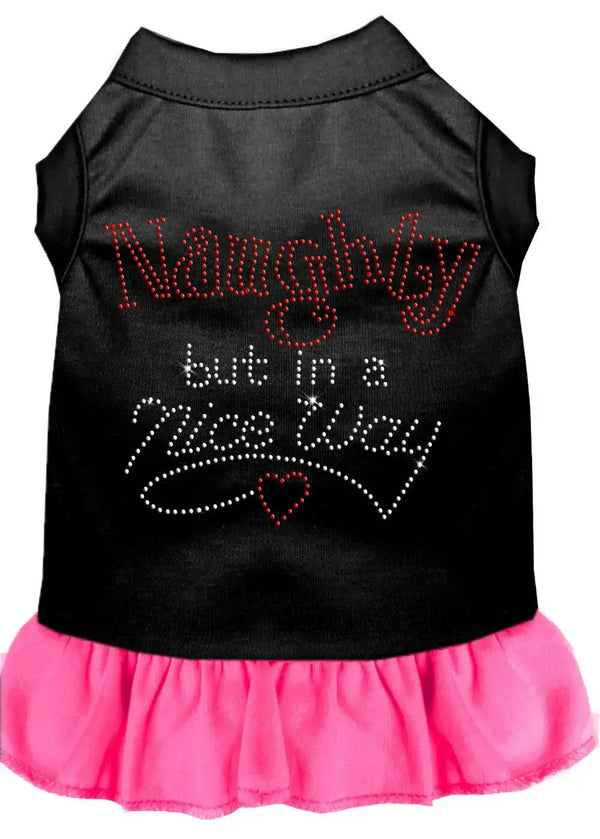 Rhinestone-Naughty-But-In-A-Nice-Way-Dress-Black-With-Bright-Pink-Xs-GreatEagleInc-318681099