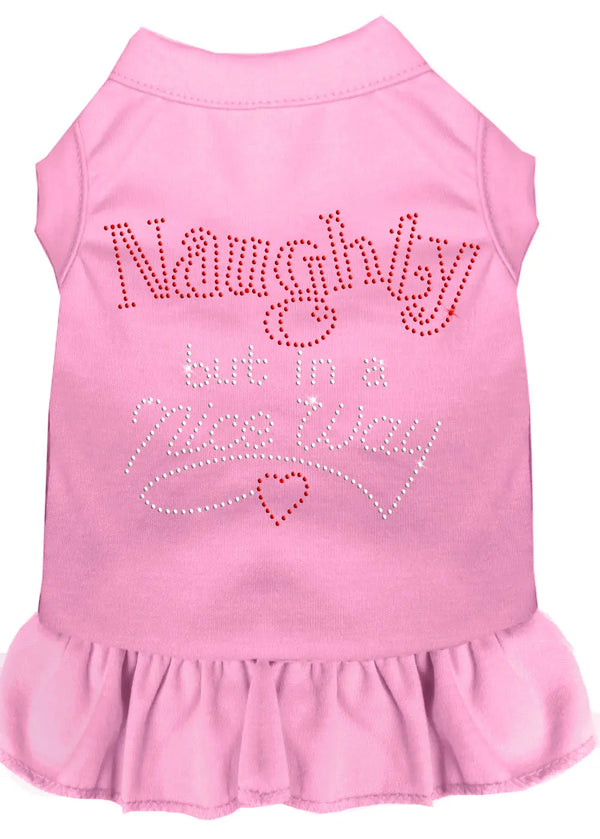 Rhinestone Naughty But In A Nice Way Dress Light Pink Lg Default Title