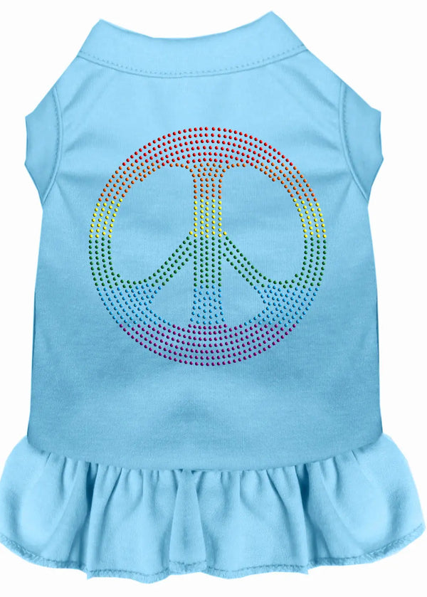 Rhinestone Rainbow Peace Dress Baby Blue Xs Default Title