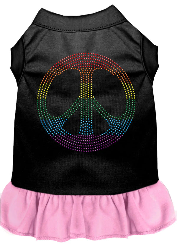 Rhinestone Rainbow Peace Dress Black With Light Pink Xl Default Title