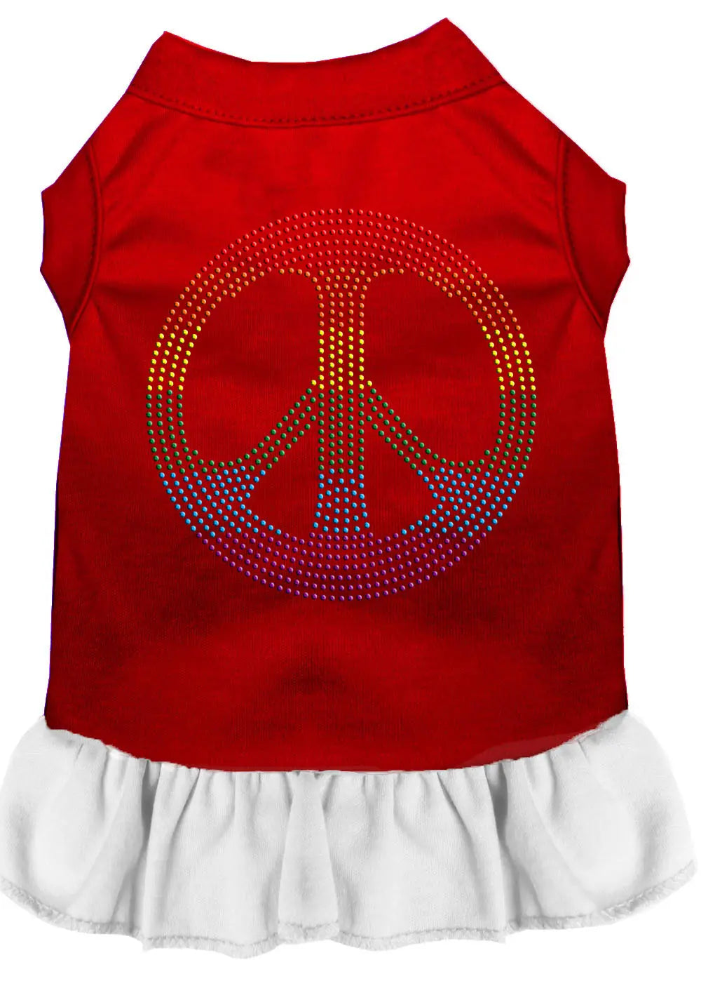 Rhinestone Rainbow Peace Dress Red With White Xl Default Title