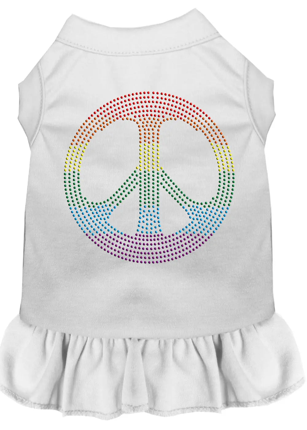Rhinestone Rainbow Peace Dress White Xl Default Title