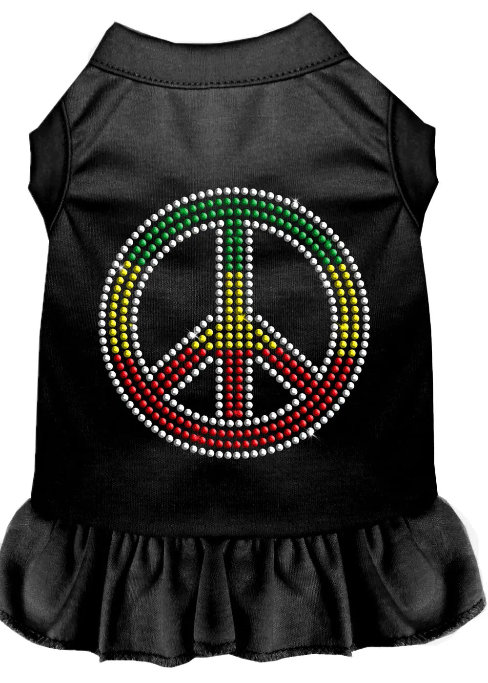 Rhinestone Rasta Peace Dress Black Sm Default Title