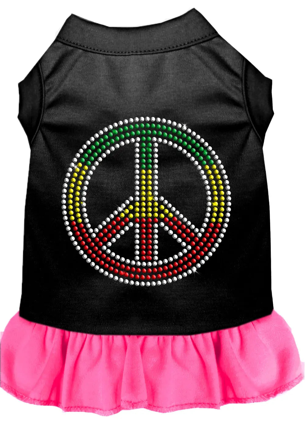 Rhinestone Rasta Peace Dress Black With Bright Pink Xs Default Title