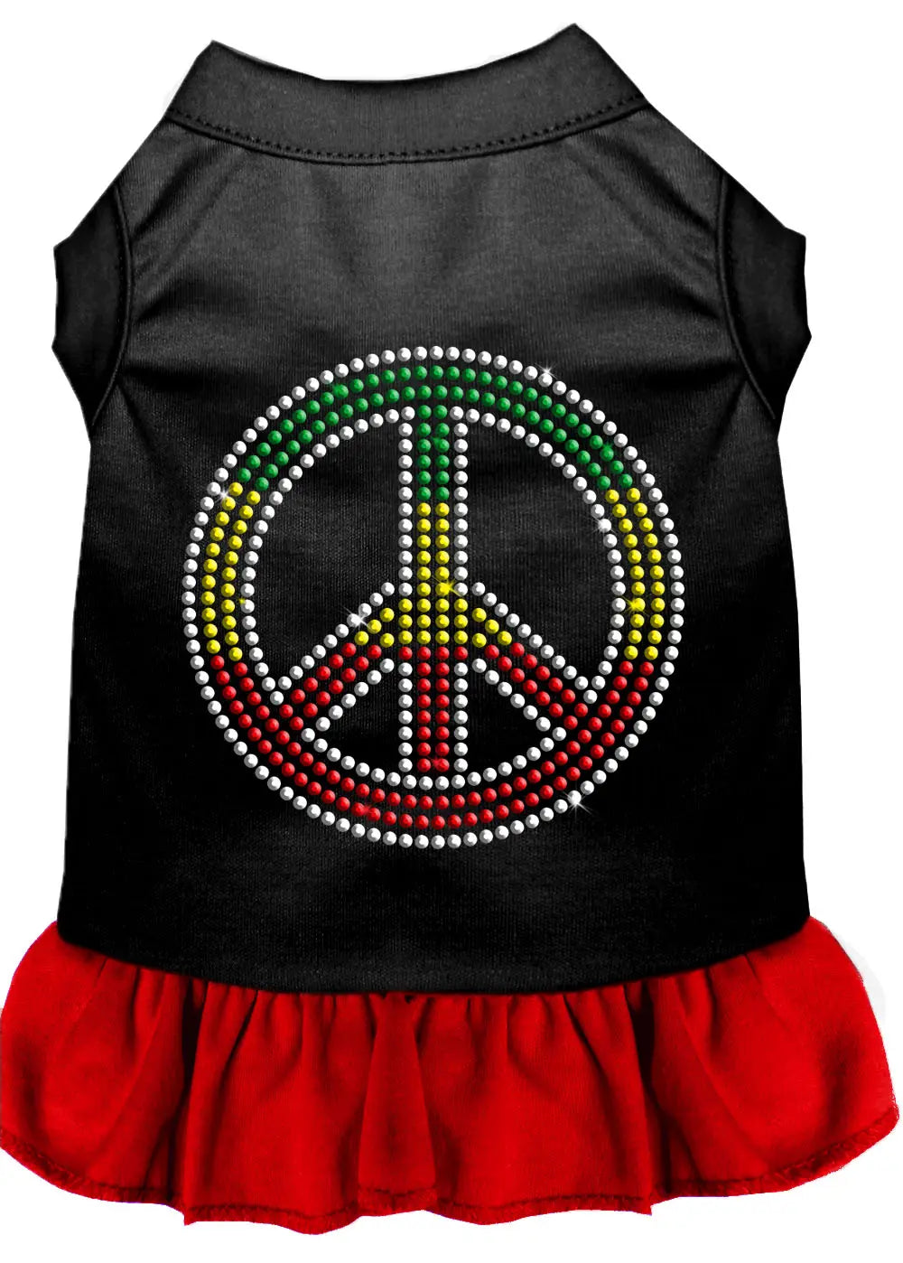 Rhinestone Rasta Peace Dress Black With Red Xxxl Default Title