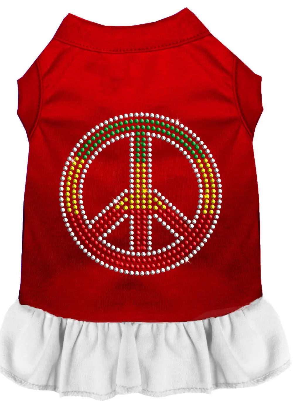 Rhinestone Rasta Peace Dress Red With White Xxxl Default Title