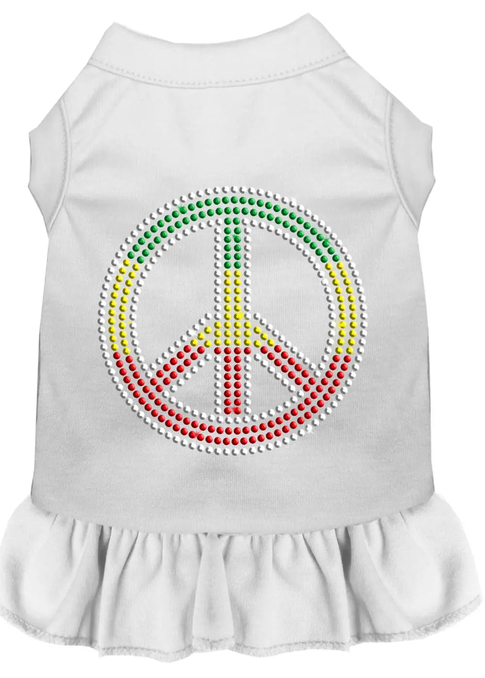 Rhinestone Rasta Peace Dress White Xl Default Title