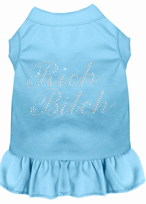Rhinestone Rich Bitch Dress Baby Blue 4x Default Title