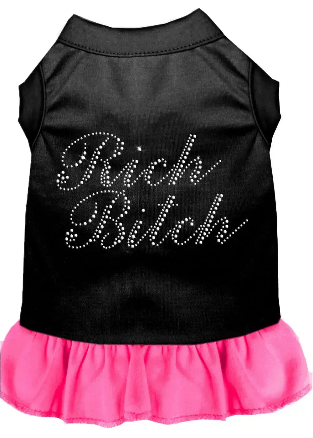 Rhinestone-Rich-Bitch-Dress-Black-With-Bright-Pink-Med-GreatEagleInc-320227080